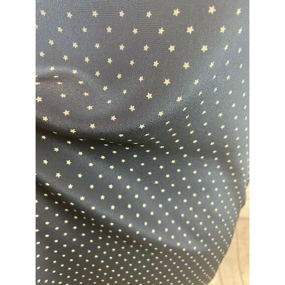RIELEY NWT blue white stars polka dot silk top tunic mini dress sleeveless M - Picture 3 of 9